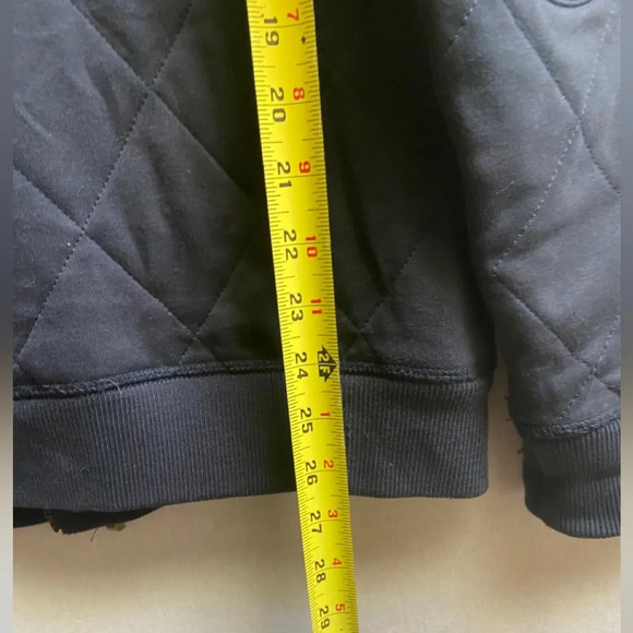Ted Baker Quilted Jersey Cotton Navy Elbow Patches Bomber Jacket Sz 4(Sz M) - Picture 12 of 13